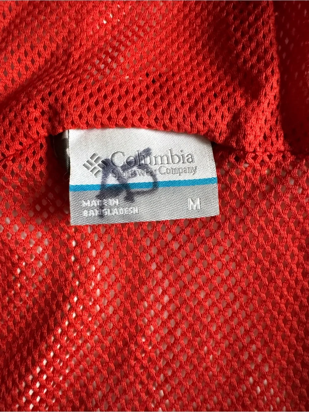 Columbia Kids Hooded Rain Jacket Windbreaker Raincoat Red Orange Gray Camo M